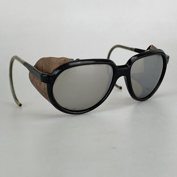 Style Eyes Sunglasses Vintage Mirrored Aviators Leather Blinders France RARE - Picture 1 of 16